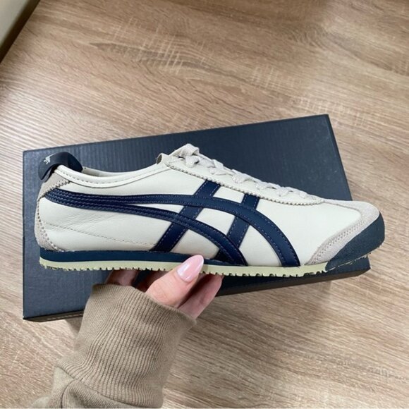 Onitsuka Tiger by Asics Shoes - New Onitsuka Tiger Mexico 66 Sneaker Shoes ASICS Birch Peacoat Navy Blue Beige